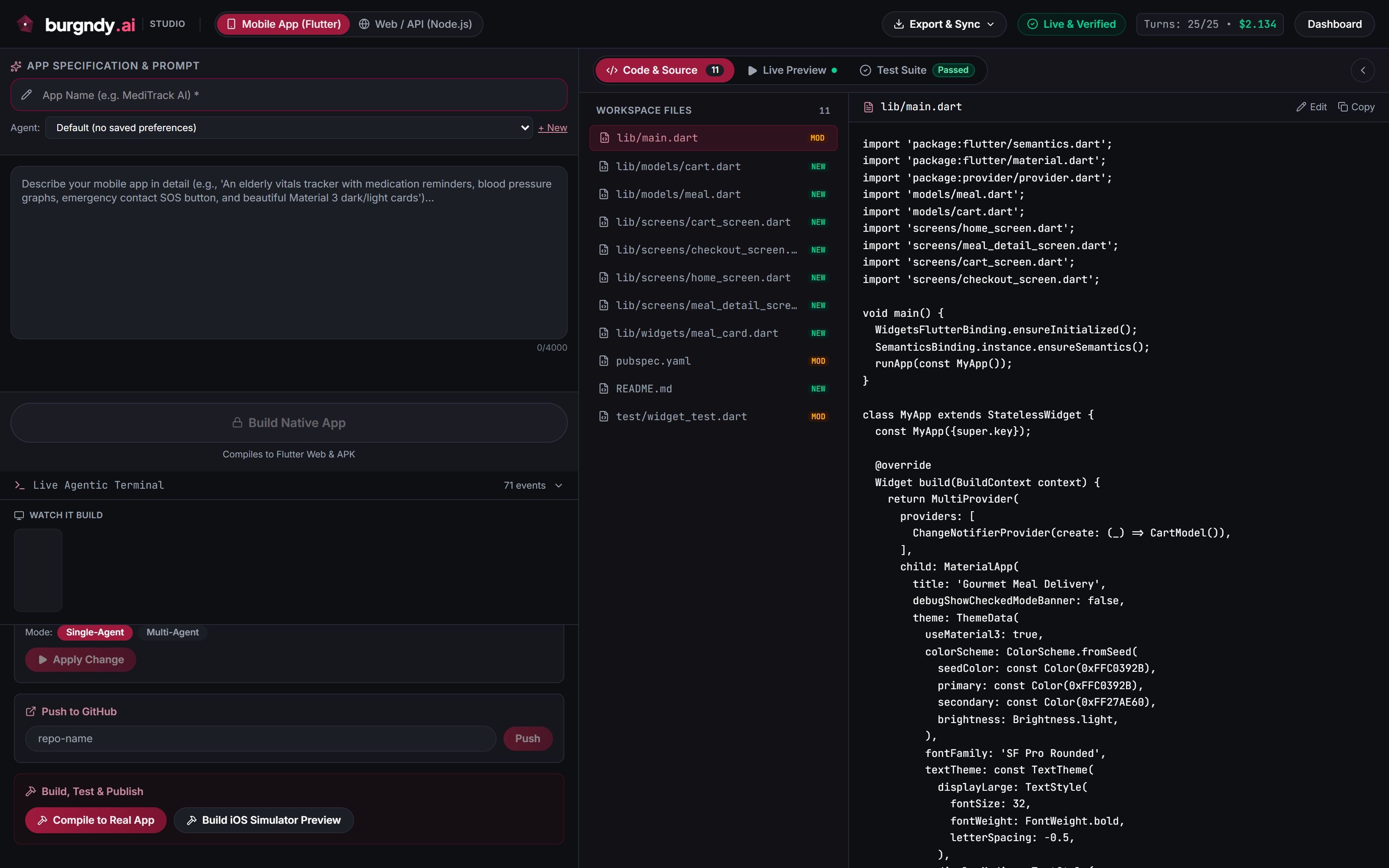 Burgndy AI Studio running in Studio IDE