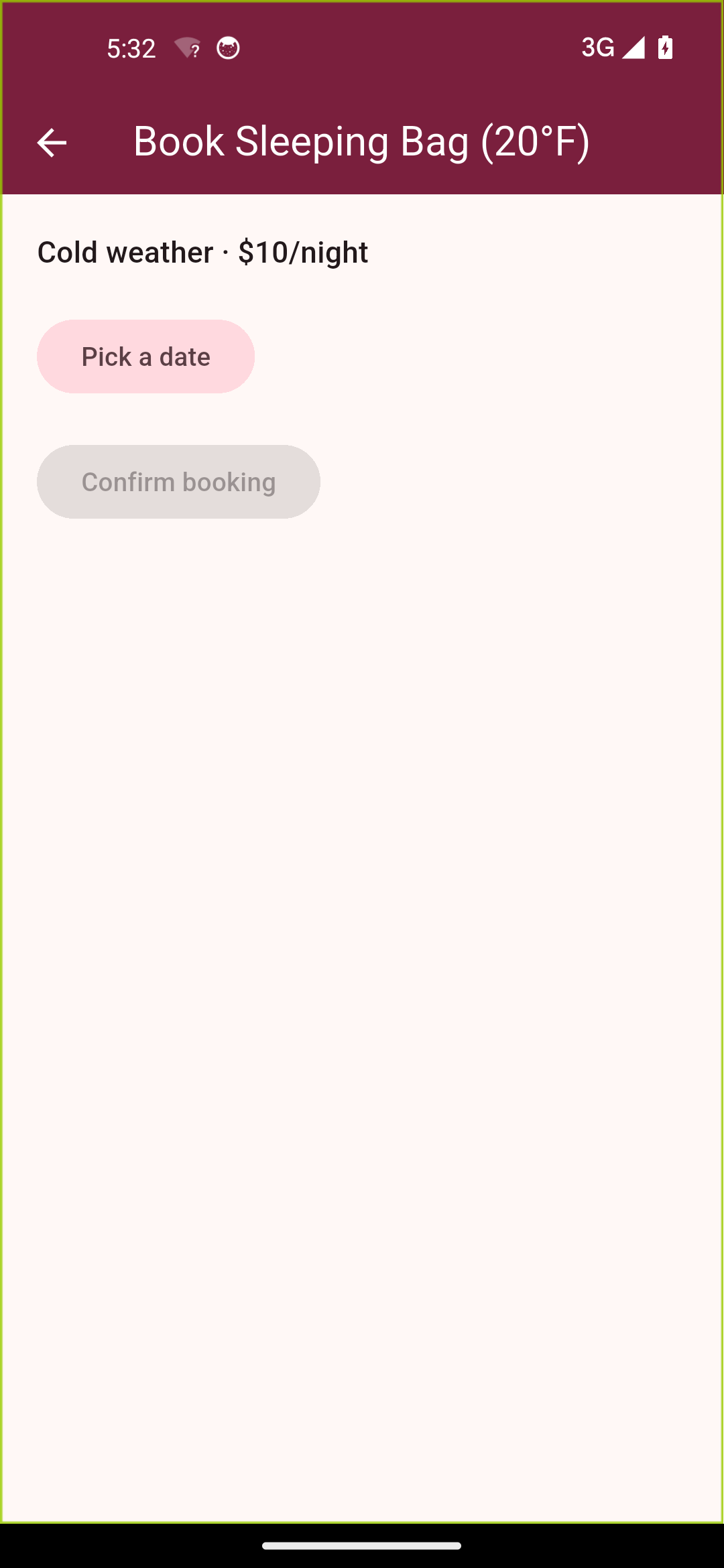 Same app, a booking flow three screens deep